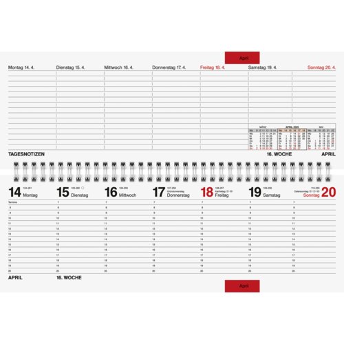 Wochen Querkalender septant - 1 Woche/2 Seiten