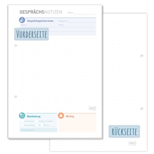 Gesprächsnotizen-Block, Häfft