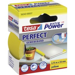 extra Power® Perfect Gewebeklebeband, 38mm breit, 2.75m lang, gelb