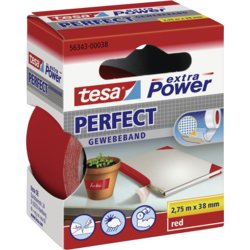 extra Power® Perfect Gewebeklebeband, 38mm breit, 2.75m lang, rot