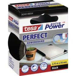 extra Power® Perfect Gewebeklebeband, 38mm breit, 2.75m lang, schwarz