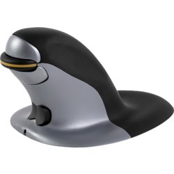 Penguin® Vertikale Maus, kabellos, 6 Funktionstasten, schwarz/silber