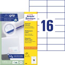 Universal-Etikett, ultragrip, 105 mm breit, A4, Packung mit 100, weiß