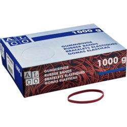 Gummibänder breit und stark, Inhalt 1000g, 100mm lang, rot