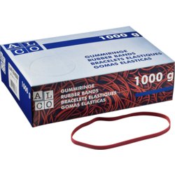 Gummibänder breit und stark, Inhalt 1000g, 6mm breit, 200mm lang, rot