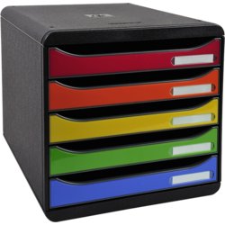 Schubladenbox BIG-BOX PLUS Glossy, für Format A4+, 5 Schubfächer, schwarz