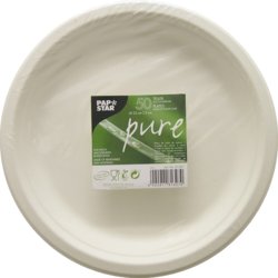 Teller "pure", aus Zuckerrohr, 23cm ø, weiß