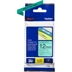 TZe-Schriftbandkassette für P-touch, laminiert, 12mm breit, 8m lang, grün