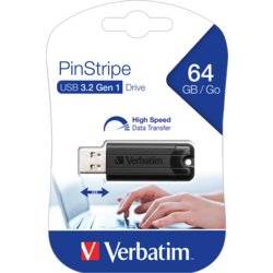 USB 3.0 Stick PinStripe, Speicher 64 Gbyte, 10, 19mm breit, schwarz