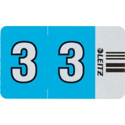 Orgacolor® Ziffern-Signale auf Streifen, 30mm breit, 23mm hoch, "3", blau