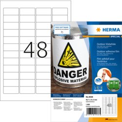 Outdoor-Folienetikett, Folienstärke 178µm, Etiketten pro Blatt 48, weiß