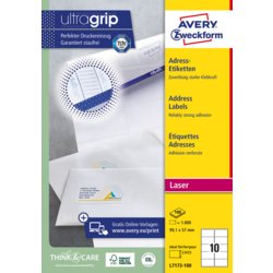 Adress-Etikett für Laserdrucker, ultragrip, AVERY Zweckform®