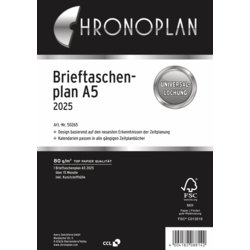 Brieftaschenplaner A5, 2025, Kalendarium 1 Monat/1 Seite, 6-Ring-Lochung