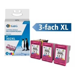 Inkjetpatrone ECO-SAVER kompatibel zu HP 302XL, 1020, cyan, magenta, gelb