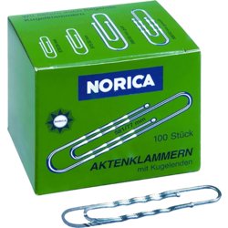 NORICA Brief- und Aktenklammer mit Kugelenden, runde Form, glatt, 50mm lang