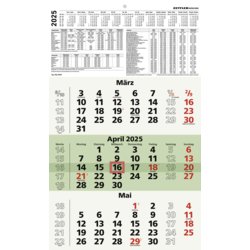 Dreimonatskalender 956 Recycling, 3 sichtbare Monatsblöcke, 297mm breit