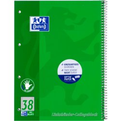 Collegeblock für Linkshänder, A4+, Lochung 4-fach, 80 Blatt, grün