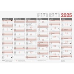 Tafelkalender DIN A3 - 12 Monate, Kalendarium 6 Monate/1 Seite, 420mm breit