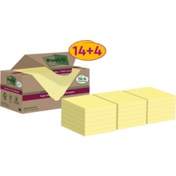 Super Sticky Recycling Notes Promotion 14+4, 76mm breit, 76mm hoch, gelb