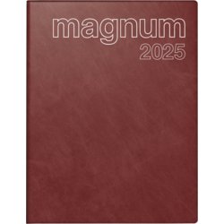 Buchkalender magnum, Kalendarium 1 Woche/2 Seiten, 2025, 240mm hoch, weinrot