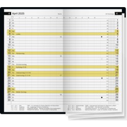 Faltkalender Miniplaner d 15 A6, Kalendarium 1 Monat/2 Seiten, 2025, schwarz