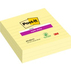 Super Sticky Notes gelb, liniert, 101mm breit, 101mm hoch, 210 Blatt