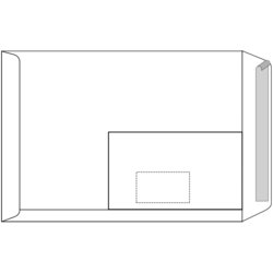 Versandtasche DIN B4, 250mm breit, 353mm hoch, HK, Fenster ja, weiß