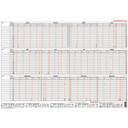 Urlaubsübersicht, personenbezogen, Kalendarium 15 Monate/1 Seite, 600mm breit