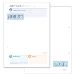 Gesprächsnotizen-Block, A5, 148mm breit, weiß, farbige Rahmengestaltung