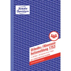 Urlaubs-/Abwesenheitsmeldung, A5, 148mm breit, 210mm hoch, 40 Blatt, gelb