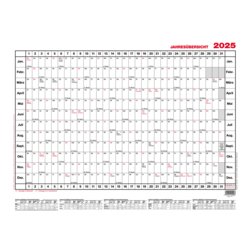 Jahresübersicht, Kalendarium 12 Monate/1 Seite, A2 quer, Wochenzählung ja