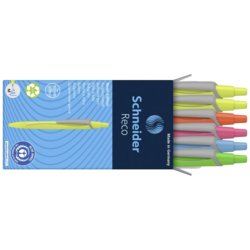 Kugelschreiber Reco neon, Inhalt der Packung 6er Karton-Etui, blau