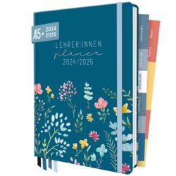 Lehrer-Planer A5+, Kalendarium 1 Woche/2 Seiten, 2024/2025, Happy Flower