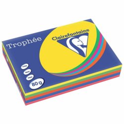 Clairefontaine Trophée intensiv farbig sortiert, A4, Packung mit 500, 80g/m²