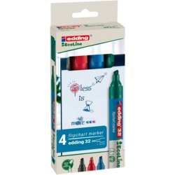 Flipchartmarker 32 EcoLine, Etui mit 4 Farben: blau, grün, rot, schwarz