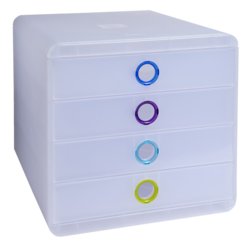 Schubladenbox POP-BOX, für Format A4+, 4 Schubfächer, transluzent