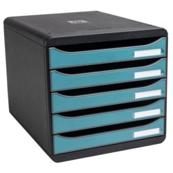 Schubladenbox BIG-BOX PLUS, für Format A4+, 5 Schubfächer, schwarz