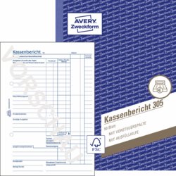 Kassenbericht 305, A5, 148mm breit, 210mm hoch, Abheftlochung ja, gelb